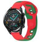 For Huawei Watch GT2 42mm 20mm Double Color Silicone Watch Band(Red+Green) - 1