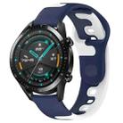 For Huawei Watch GT2 42mm 20mm Double Color Silicone Watch Band(Blue+White) - 1