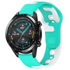 For Huawei Watch GT2 42mm 20mm Double Color Silicone Watch Band(Cyan+White) - 1