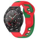 For Huawei Watch GT3 SE 22mm Double Color Silicone Watch Band(Red+Green) - 1