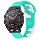 For Huawei Watch GT3 SE 22mm Double Color Silicone Watch Band(Cyan+White) - 1