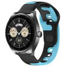 For Huawei Watch Buds 22mm Double Color Silicone Watch Band(Black+Blue) - 1