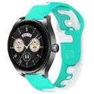 For Huawei Watch Buds 22mm Double Color Silicone Watch Band(Cyan+White) - 1