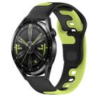 For Huawei Watch GT3 46mm 22mm Double Color Silicone Watch Band(Black+Green) - 1