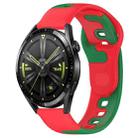 For Huawei Watch GT3 46mm 22mm Double Color Silicone Watch Band(Red+Green) - 1