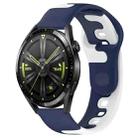 For Huawei Watch GT3 46mm 22mm Double Color Silicone Watch Band(Blue+White) - 1