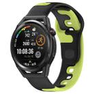 For Huawei Watch GT Runner 22mm Double Color Silicone Watch Band(Black+Green) - 1