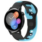 For Huawei Watch 3 22mm Double Color Silicone Watch Band(Black+Blue) - 1