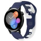 For Huawei Watch 3 22mm Double Color Silicone Watch Band(Blue+White) - 1