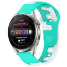 For Huawei Watch 3 Pro 22mm Double Color Silicone Watch Band(Cyan+White) - 1