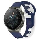 For Huawei GT2 Pro 22mm Double Color Silicone Watch Band(Blue+White) - 1