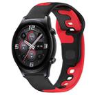 For Honor Watch GS 3 22mm Double Color Silicone Watch Band(Black+Red) - 1