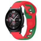 For Honor Watch GS 3 22mm Double Color Silicone Watch Band(Red+Green) - 1