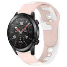 For Honor Watch GS 3i 22mm Double Color Silicone Watch Band(Pink+White) - 1