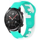 For Honor Watch GS 3i 22mm Double Color Silicone Watch Band(Cyan+White) - 1