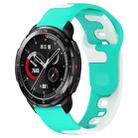 For Honor Watch GS Pro 22mm Double Color Silicone Watch Band(Cyan+White) - 1