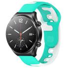 For Xiaomi MI Watch S1 22mm Double Color Silicone Watch Band(Cyan+White) - 1