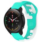 For Xiaomi MI Watch S1 Pro 22mm Double Color Silicone Watch Band(Cyan+White) - 1