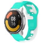 For Xiaomi MI Watch Color 2 22mm Double Color Silicone Watch Band(Cyan+White) - 1