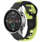 For Xiaomi MI Watch Color 22mm Double Color Silicone Watch Band(Black+Green) - 1