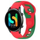 For Xiaomi Haylou RT2 LS10 22mm Double Color Silicone Watch Band(Red+Green) - 1