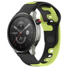 For Amazfit GTR 4 22mm Double Color Silicone Watch Band(Black+Green) - 1