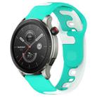 For Amazfit GTR 4 22mm Double Color Silicone Watch Band(Cyan+White) - 1