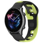 For Amazfit GTR 3 Pro 22mm Double Color Silicone Watch Band(Black+Green) - 1