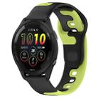 For Garmin Forerunner 265 22mm Double Color Silicone Watch Band(Black+Green) - 1