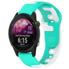 For Garmin Forerunner 255 22mm Double Color Silicone Watch Band(Cyan+White) - 1