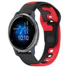 For Garmin Venu 2 22mm Double Color Silicone Watch Band(Black+Red) - 1
