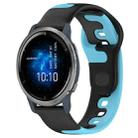 For Garmin Venu 2 22mm Double Color Silicone Watch Band(Black+Blue) - 1