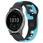 For Garmin Venu 3 22mm Double Color Silicone Watch Band(Black+Blue) - 1