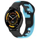 For Garmin Vivoactive 4 22mm Double Color Silicone Watch Band(Black+Blue) - 1