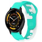 For Garmin Vivoactive 4 22mm Double Color Silicone Watch Band(Cyan+White) - 1