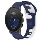 For  SUUNTO 9 Peak 22mm Double Color Silicone Watch Band(Blue+White) - 1