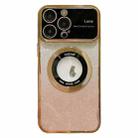 For iPhone 15 Pro Max Large Window MagSafe Gradient Glitter Electroplating TPU Phone Case(Gold) - 1