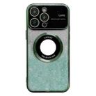 For iPhone 15 Pro Max Large Window MagSafe Gradient Glitter Electroplating TPU Phone Case(Green) - 1