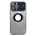 For iPhone 15 Pro Max Large Window MagSafe Gradient Glitter Electroplating TPU Phone Case(Silver) - 1