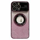 For iPhone 15 Pro Large Window MagSafe Gradient Glitter Electroplating TPU Phone Case(Purple) - 1