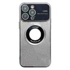 For iPhone 15 Pro Large Window MagSafe Gradient Glitter Electroplating TPU Phone Case(Silver) - 1