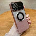 For iPhone 15 Pro Large Window MagSafe Gradient Glitter Electroplating TPU Phone Case(Rose Gold) - 1