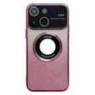For iPhone 15 Plus Large Window MagSafe Gradient Glitter Electroplating TPU Phone Case(Rose Red) - 1