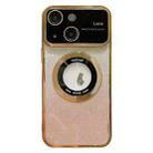 For iPhone 15 Large Window MagSafe Gradient Glitter Electroplating TPU Phone Case(Gold) - 1