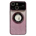 For iPhone 14 Plus Large Window MagSafe Gradient Glitter Electroplating TPU Phone Case(Purple) - 1