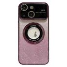 For iPhone 14 Large Window MagSafe Gradient Glitter Electroplating TPU Phone Case(Purple) - 1