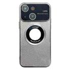 For iPhone 14 Large Window MagSafe Gradient Glitter Electroplating TPU Phone Case(Silver) - 1