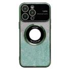 For iPhone 14 Pro Max Large Window MagSafe Gradient Glitter Electroplating TPU Phone Case(Green) - 1