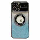 For iPhone 14 Pro Max Large Window MagSafe Gradient Glitter Electroplating TPU Phone Case(Blue) - 1