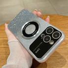 For iPhone 12 Large Window MagSafe Gradient Glitter Electroplating TPU Phone Case(Transparent) - 1